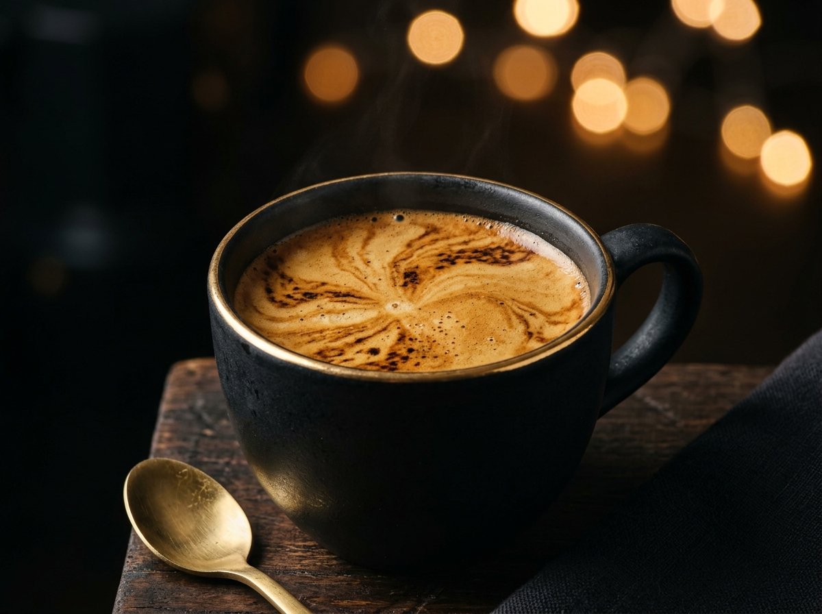 Espresso artesanal recién extraído con densa crema dorada